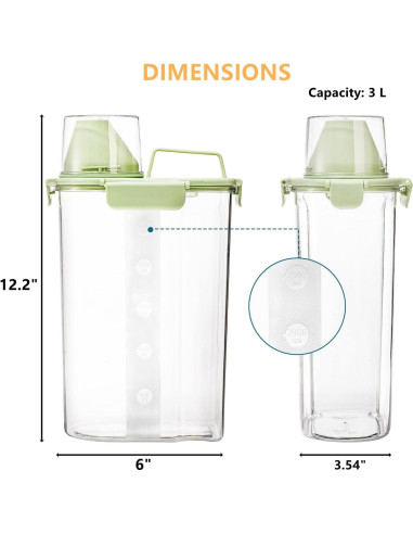DEAYOU Contenedor Hermético 3L para Comida de Mascotas