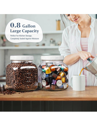 Paquete de 2 Tarros de Vidrio Mason 3,02 L con Tapa