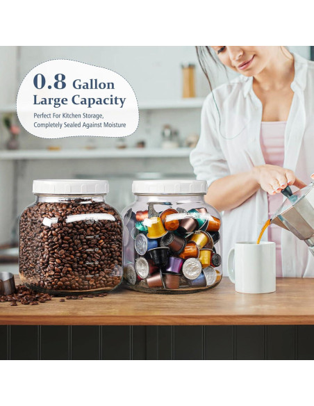 Paquete de 2 Tarros de Vidrio Mason 3,02 L con Tapa