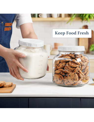 Paquete de 2 Tarros de Vidrio Mason 3,02 L con Tapa