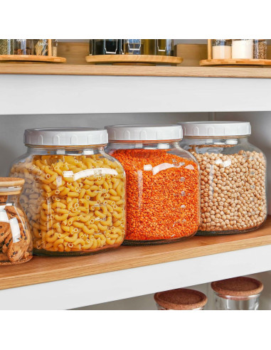 Paquete de 2 Tarros de Vidrio Mason 3,02 L con Tapa