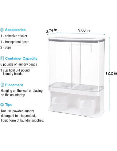 Dispensador de detergente Conwomin blanco 3000 ml pared