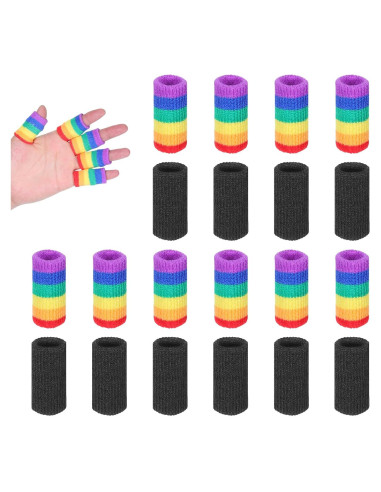 20 Protectores de Dedos Elásticos EupHHonycs - 10 Negros y 10 Arcoíris