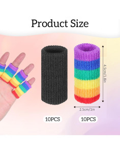 20 Protectores de Dedos Elásticos EupHHonycs - 10 Negros y 10 Arcoíris 2