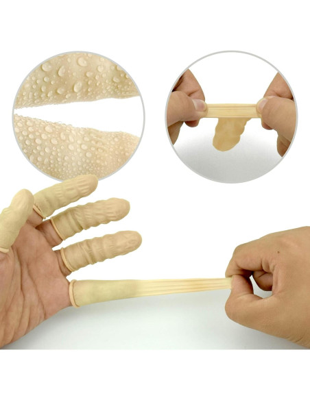 200 Fundas para Dedos de Láttex CREHODEC Medianas Rosas