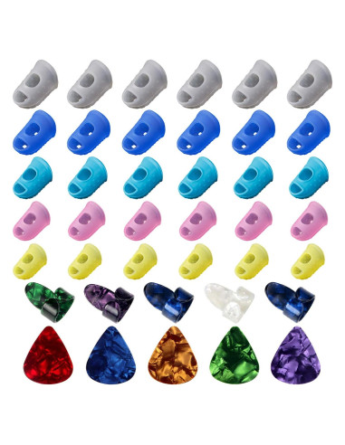 30 Protectores de Dedos de Silicona para Guitarra 5 Tamaños