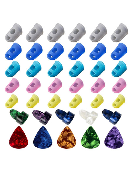 30 Protectores de Dedos de Silicona para Guitarra 5 Tamaños