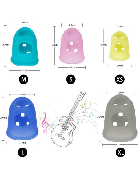 30 Protectores de Dedos de Silicona para Guitarra 5 Tamaños