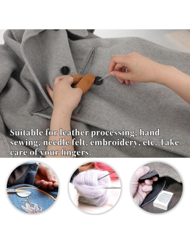 3 Pares de Protectores de Dedos de Cuero InnoHHustle para Coser