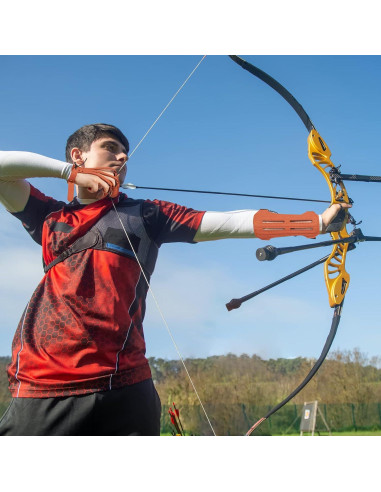 Protector de Brazo y Guantes de Arquería TOPARCHERY Marrón