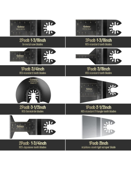 15PCS Cuchillas de Sierra Oscilante Gulrear para Dewalt y Bosch