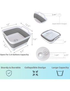 Fregadero Plegable GIMWA 9L Portátil para Camping y Biberones 2