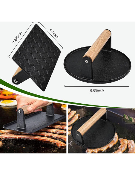 POLIGO Kit de Prensa para Hamburguesas 5 Piezas Antiadherente