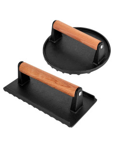 Conjunto Prensa Hamburguesas Whaleme Hierro Fundido 2 Piezas