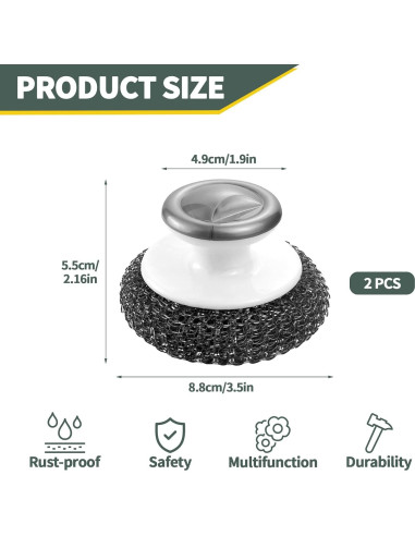 Estropajo de Acero Inoxidable con Mango Abvsdu - 2 Pcs