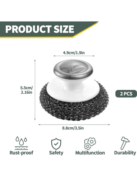 Estropajo de Acero Inoxidable con Mango Abvsdu - 2 Pcs