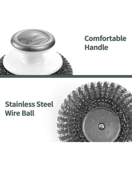 Estropajo de Acero Inoxidable con Mango Abvsdu - 2 Pcs
