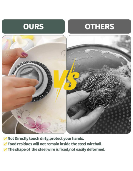 Estropajo de Acero Inoxidable con Mango Abvsdu - 2 Pcs