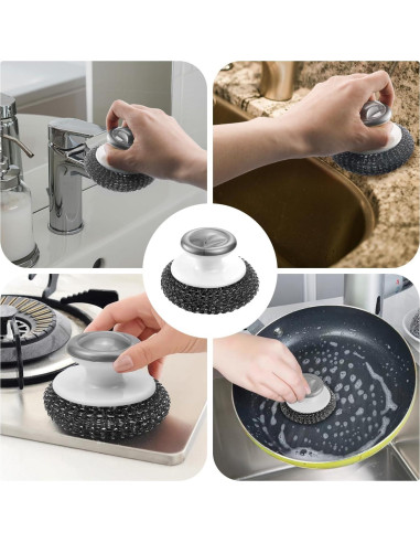Estropajo de Acero Inoxidable con Mango Abvsdu - 2 Pcs