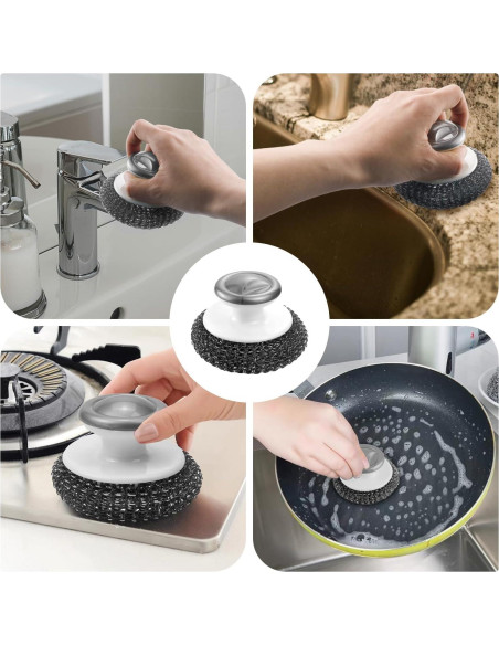 Estropajo de Acero Inoxidable con Mango Abvsdu - 2 Pcs