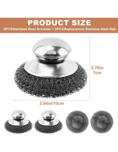 Estropajo de Acero Inoxidable Kakalote con Mango y Repuestos 2