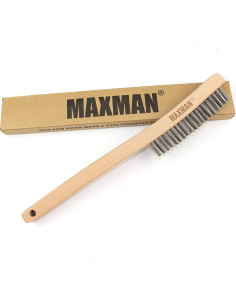 Cepillo de Alambre Inoxidable MAXMAN 35,56 cm Mango Madera 2