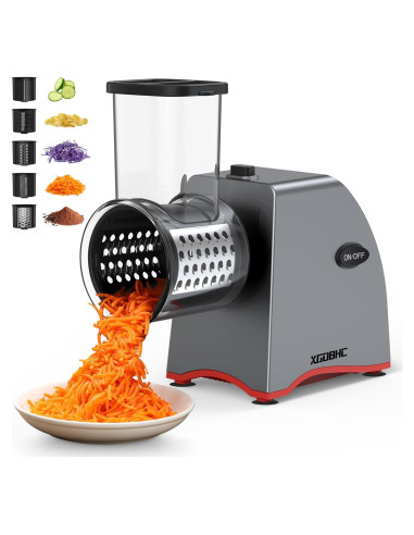 Rallador de Queso Eléctrico XGOBHC 250W 5 Cuchillas Inox
