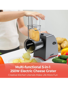 Rallador de Queso Eléctrico XGOBHC 250W 5 Cuchillas Inox 2