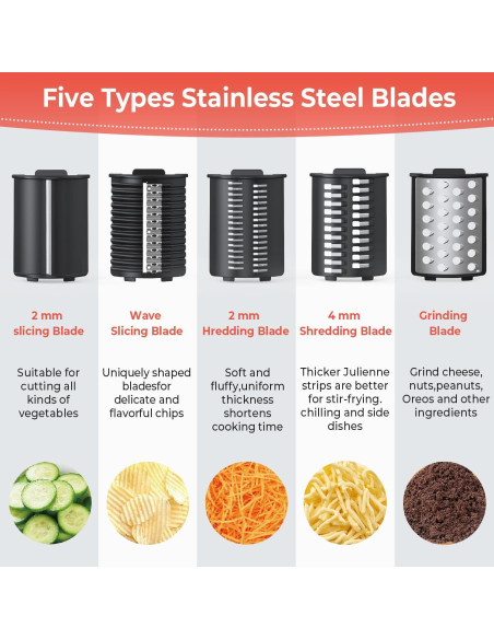 Rallador de Queso Eléctrico XGOBHC 250W 5 Cuchillas Inox