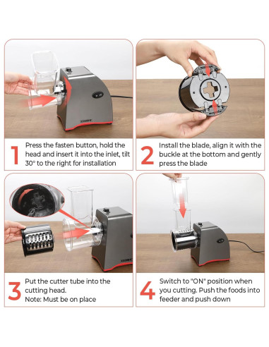 Rallador de Queso Eléctrico XGOBHC 250W 5 Cuchillas Inox