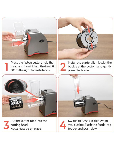 Rallador de Queso Eléctrico XGOBHC 250W 5 Cuchillas Inox