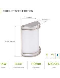 Lámpara de Pared LED ASD 10" Níquel Cepillado 3000K-5000K 2