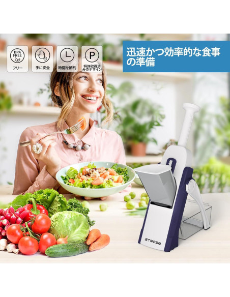 Cortador de Mandolina ZTQCSQ 5 en 1 Ajustable Azul