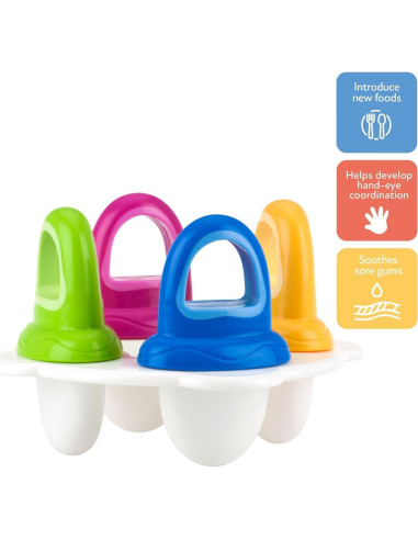 Moldes de Paletas Nuby 1 Paquete 4 Mangos Multicolor