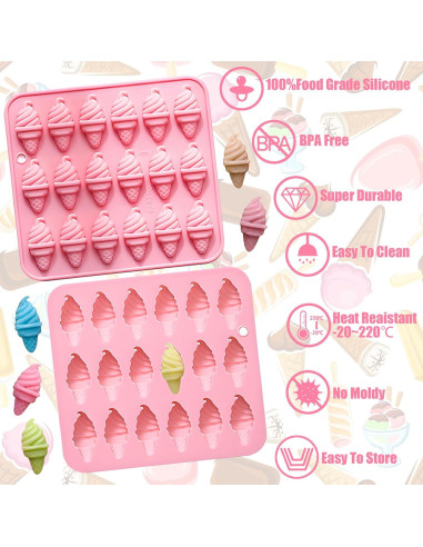 Molde de Helado de Silicona Heyiminy 18 Cavidades Rosa