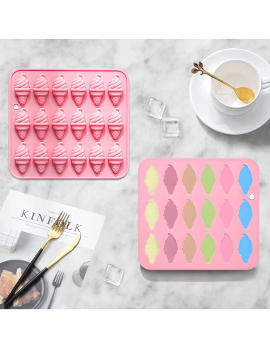 Molde de Helado de Silicona Heyiminy 18 Cavidades Rosa