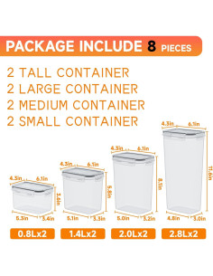 Contenedores de Almacenamiento Herméticos Yieach 8 PCS 2