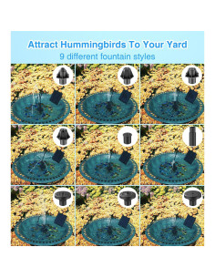 Bomba de Fuente Solar SZMP DIY 1.8W con 9 Boquillas y 3m Cable 2