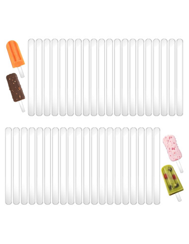 40 Palitos Acrílicos Reutilizables TIESOME 11.5x1 cm Transparentes