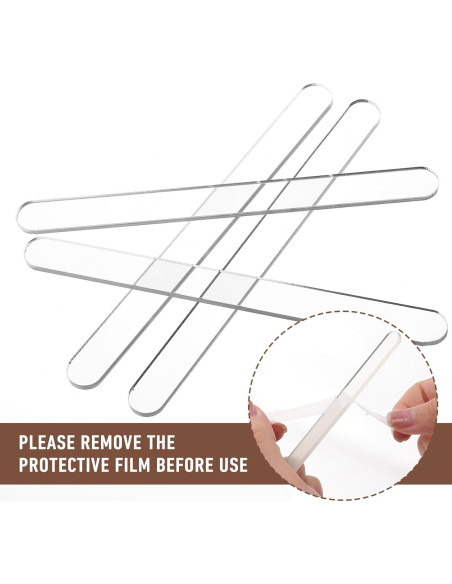 40 Palitos Acrílicos Reutilizables TIESOME 11.5x1 cm Transparentes