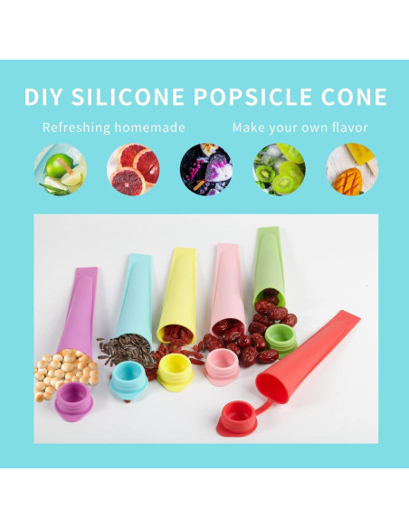Moldes de Paletas de Silicona LHJJJL - 6 Piezas Multicolor