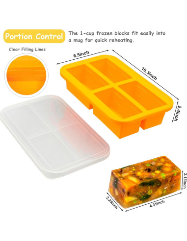 Bandejas de Silicona para Congelar Bangp 2 Piezas 1 Taza