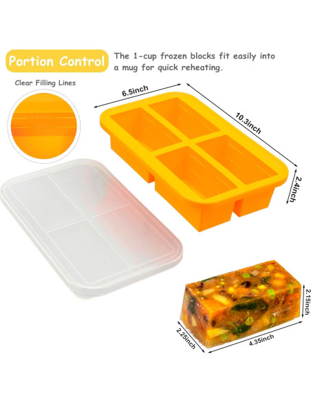 Bandejas de Silicona para Congelar Bangp 2 Piezas 1 Taza