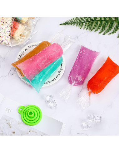 Boao 240 Bolsas de Helado Desechables 7x30cm con Embudo