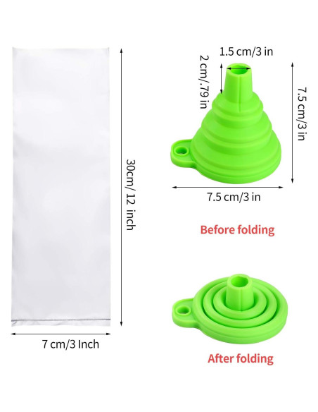 Boao 240 Bolsas de Helado Desechables 7x30cm con Embudo