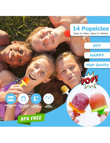 Moldes de Popsicle de Silicona XoYoZo 14 Cavidades 2 Pcs