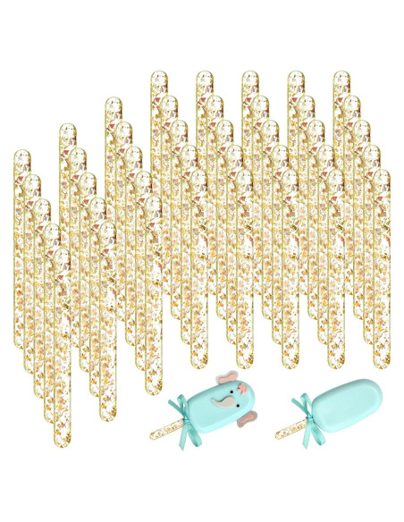 Palitos de Acrílico Reutilizables Geiserailie 40 Piezas 11.4 cm Dorado