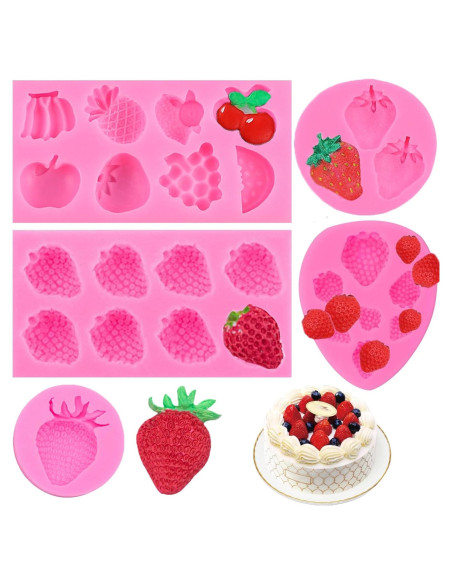 5 Moldes de Silicona para Hornear Fresa Heogacinlia