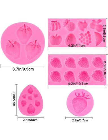 5 Moldes de Silicona para Hornear Fresa Heogacinlia