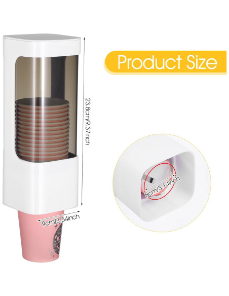 Dispensador de Vasos Molain Blanco para Pared 3oz-5oz